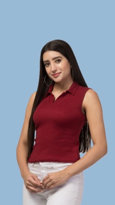 ASAD GARMENTS Casual Solid Women Maroon Top