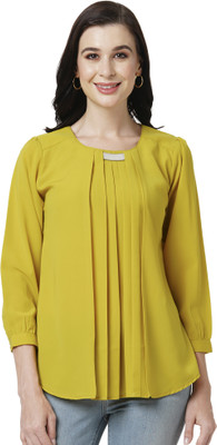 GO.4.IT Casual Solid Women Yellow Top