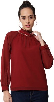 ALL WAYS YOU Casual Embellished, Embroidered Women Red Top