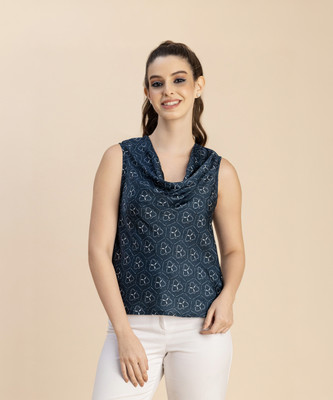 moomaya Casual Striped Women Dark Blue, White Top