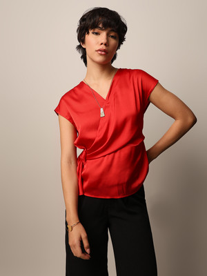 ONLY Casual Solid Women Red Top