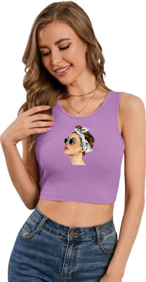 Fashion And Youth Casual Printed Women Purple Top