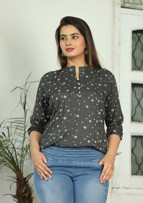 Himanc Enterprises Casual Printed Women Black Top