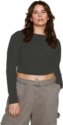 jovo Casual Solid Women Grey Top