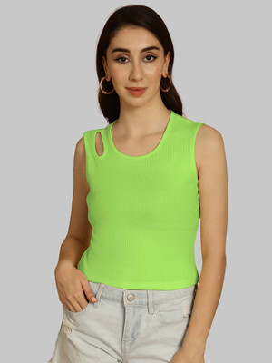 FRISKERS Casual Self Design Women Green Top