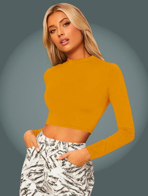 Dream Beauty Fashion Casual Solid Women Yellow Top