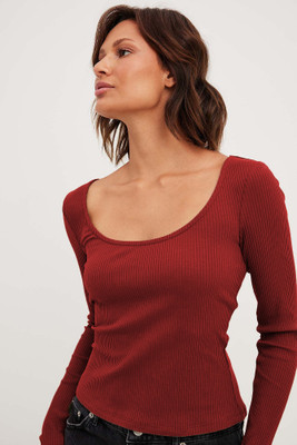 Redamancii Casual Solid Women Maroon Top