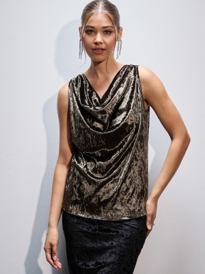 SASSAFRAS Party Self Design Women Grey Top