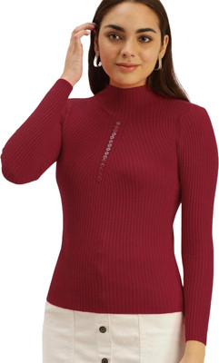 mystify Casual Self Design Women Maroon Top