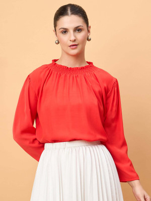 Neesh Casual Printed Women Orange Top