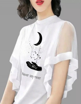 CNQFS FASHION Casual Printed Women White Top