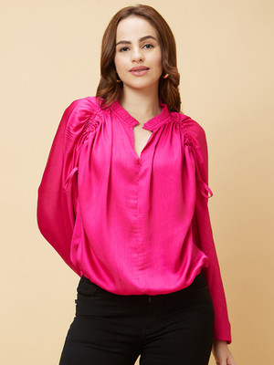Globus Casual Solid Women Pink Top