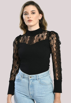 IUGA Party Self Design Women Black Top