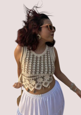 Emprace Casual Embroidered Women Beige Top