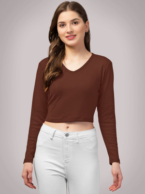 Kashonaa Casual Solid Women Brown Top