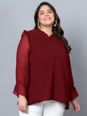 indietoga Casual Self Design Women Red Top