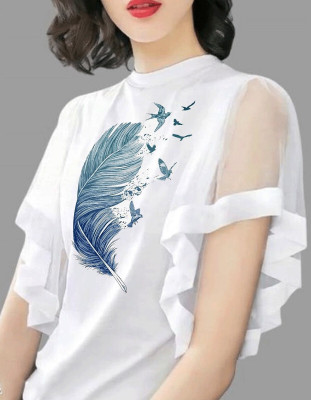 CNQFS FASHION Casual Printed Women White Top