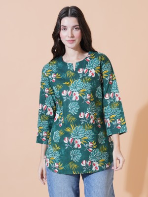 FebQ Party Printed Women Green Top