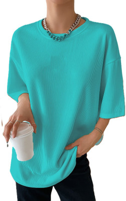 Rahi Trendz Party Solid Women Light Blue Top