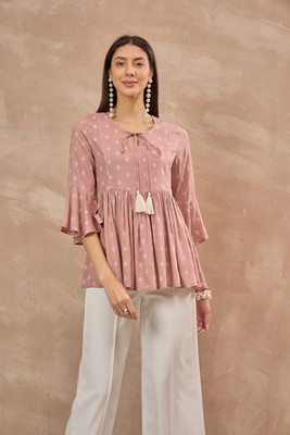 all about you Casual Printed Women Pink Top