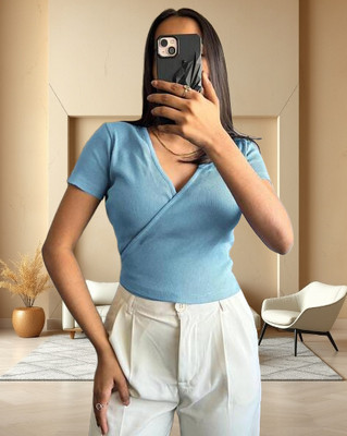 High Cloud Collection Casual Striped Women Blue Top