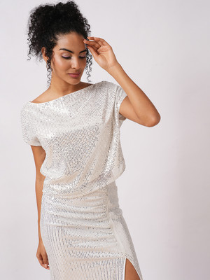 Globus Party Embellished Women Silver Top