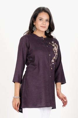 RAi shree Casual Embroidered Women Purple Top