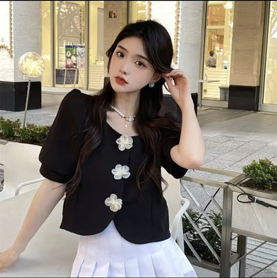 ICEVILA Casual Solid Women Black Top