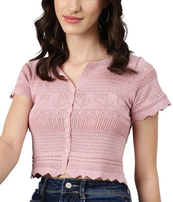 Icw Casual Self Design Women Pink Top