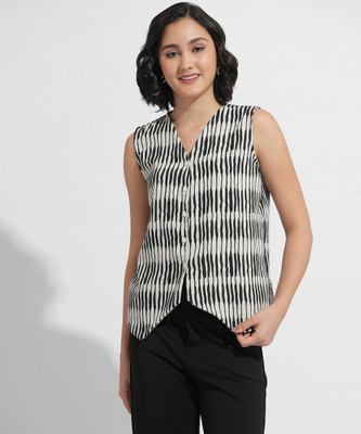 FashFun Formal 3/4 Sleeve Printed Women White Top