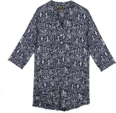 VAMI Casual Printed Women Dark Blue Top