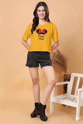 FURRR Casual Self Design Women Yellow Top