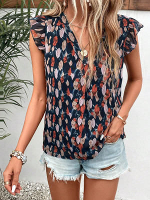 Rutva Enterprise Casual Printed Women Blue Top