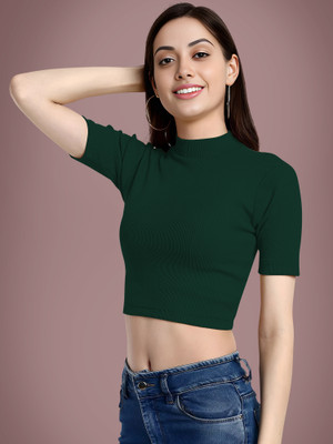 Dream Beauty Fashion Casual Solid Women Dark Green Top