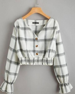 Samani Casual Checkered Women Grey, White Top