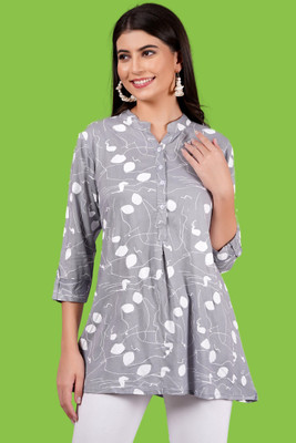JC4U Casual Printed Women Grey Top