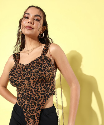 ANVI Be Yourself Party Animal Print Women Brown, Black Top