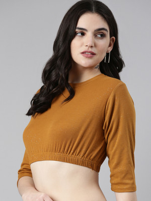 SHOWOFFFF Casual Self Design Women Yellow Top