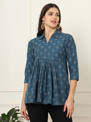 AMOUS Casual Printed Women Blue Top