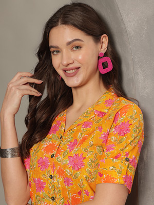 Janakdulari Creation Formal Printed Women Yellow Top