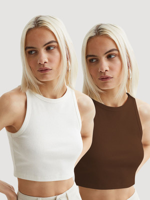 METRONAUT Casual Striped Women White, Brown Top