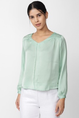 VAN HEUSEN Formal Solid Women Light Green Top