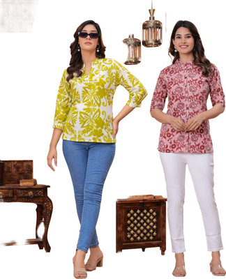Threadflix Casual Floral Print Women Multicolor Top