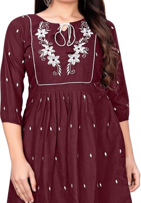 Deep Fashion Party Embroidered Women Maroon Top