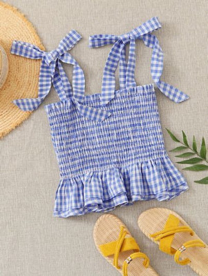 JIPRA Casual Checkered Women Blue Top