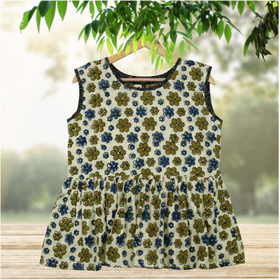 Garvi Gurjari Formal Floral Print Women Beige Top