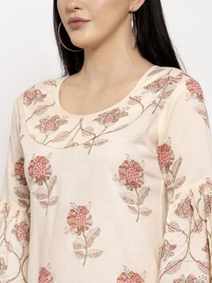 HANUMNTRA Casual Printed Women Beige Top