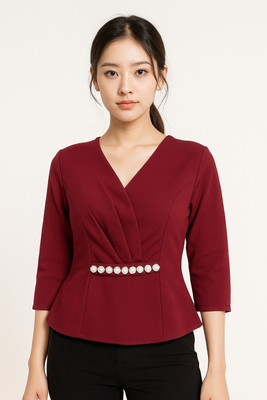 Mizoramdiziner Casual Lace Women Maroon Top