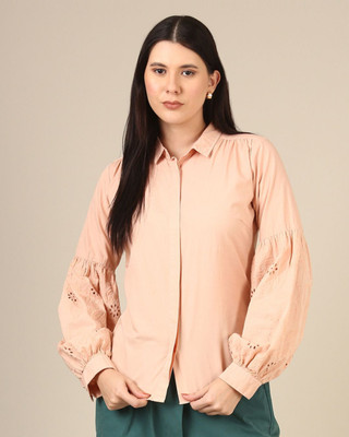 HouseofBold Casual Self Design Women Beige Top