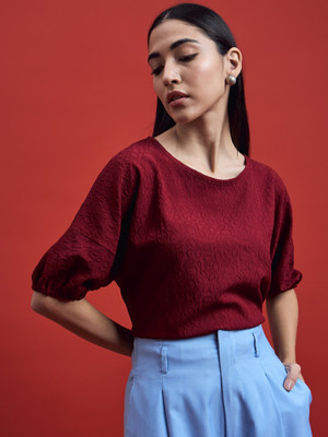 ANJIR Casual Solid Women Red Top